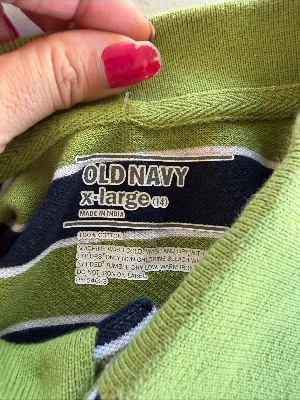Old Navy Green & Navy Striped Polo Shirt